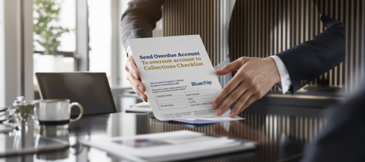 Finance professional reviewing overdue invoices and accounts receivable workflow for Commercial Debt Collection for Australian Businesses